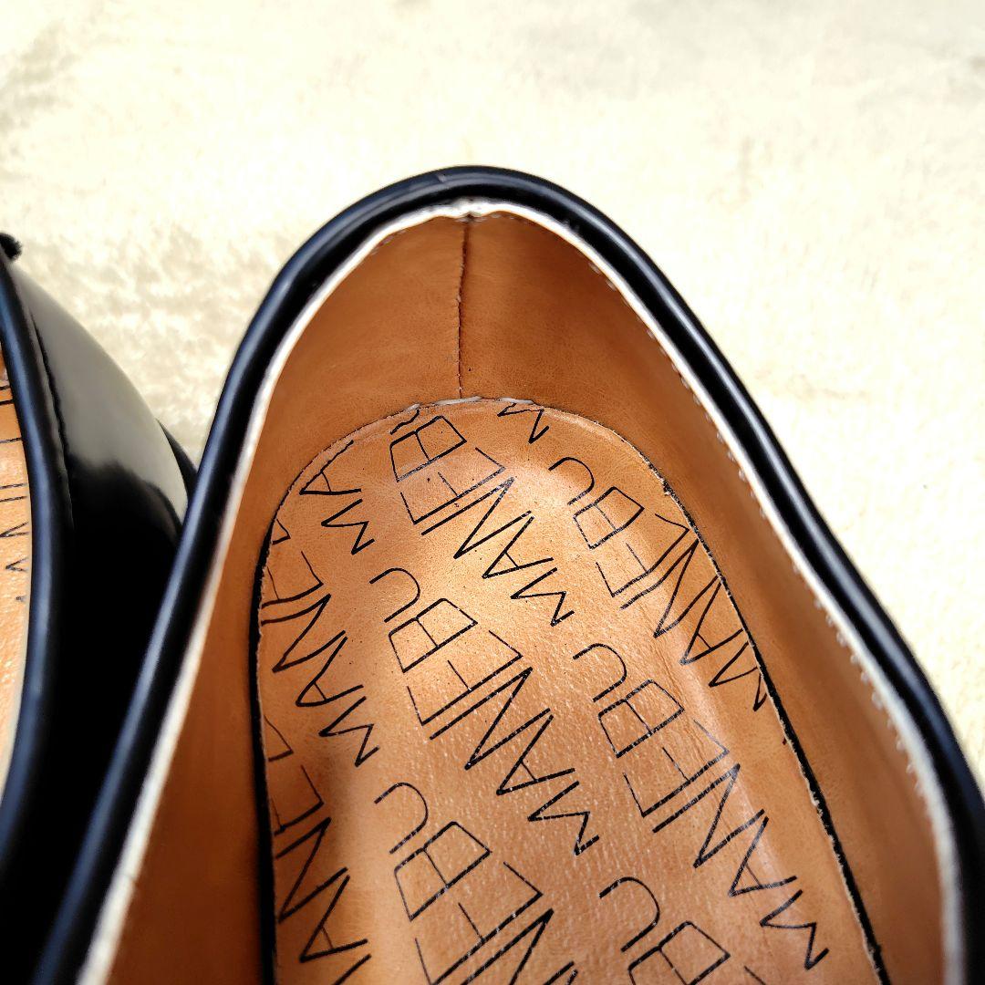 未使用級 マネブ ドレスシューズ プレーントゥ　レザー ブラック 40 25.5