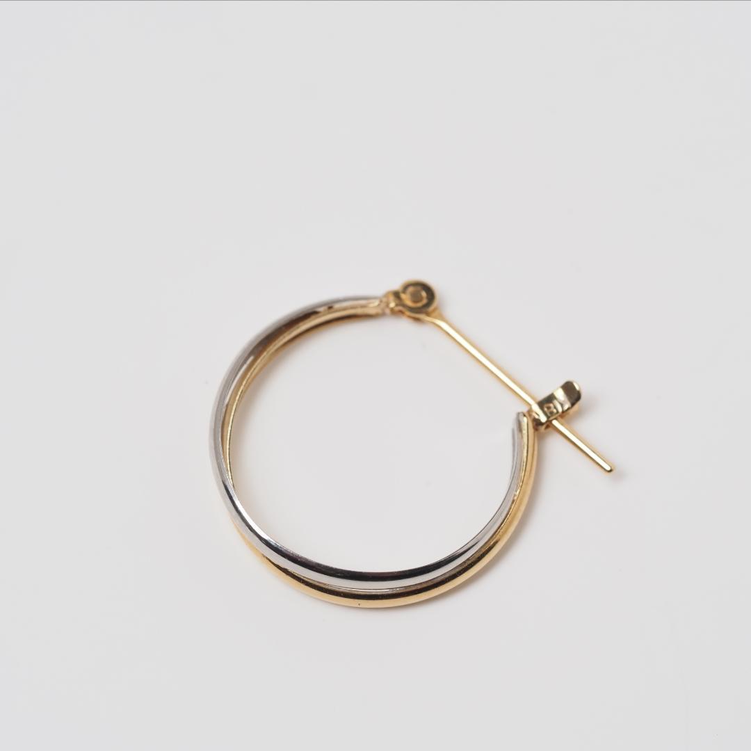 K18YG/K18WG コンビ フープピアス クロッシング 18金 中古