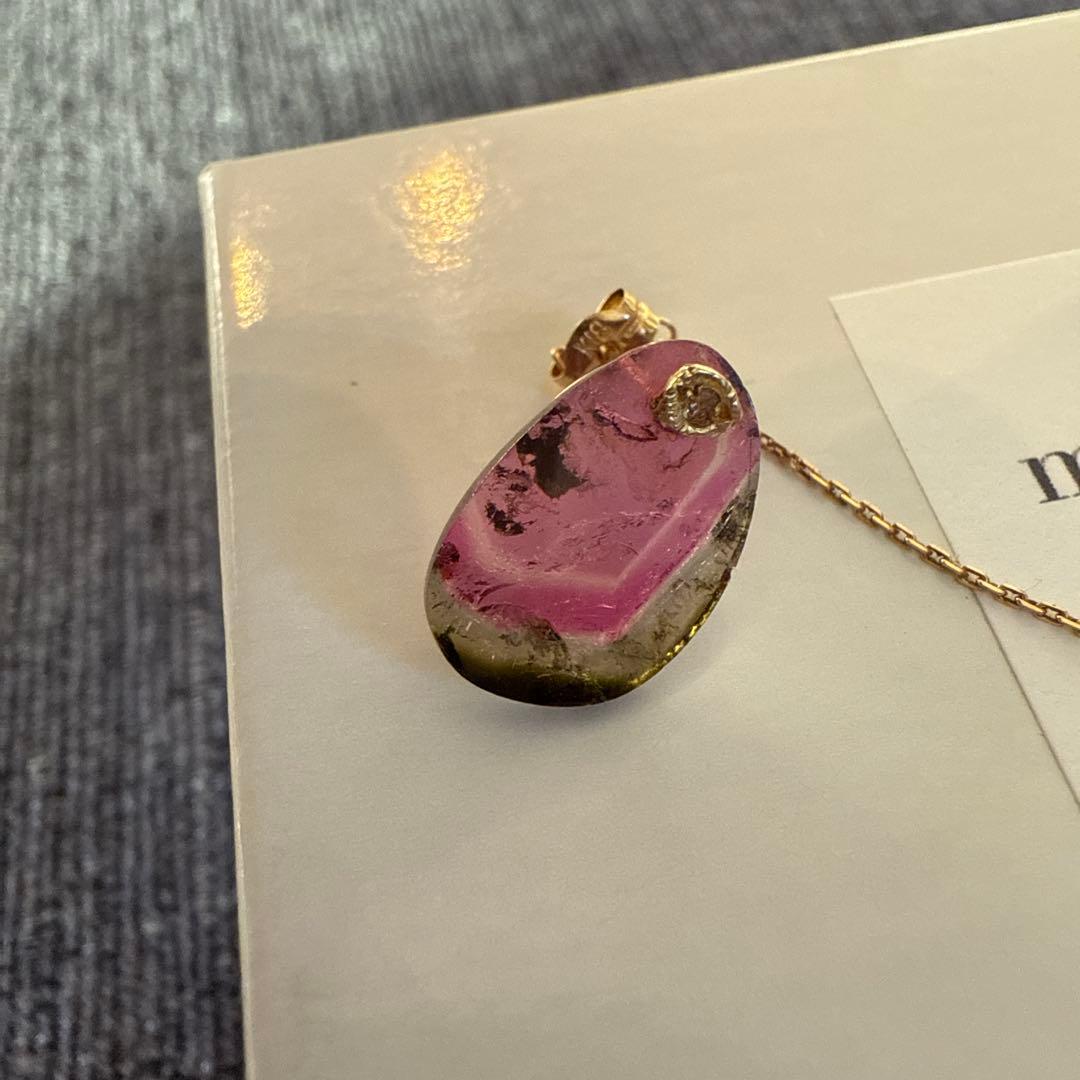 monaka jewellery 天然石ウォーターメロントルマリン ピアス片耳