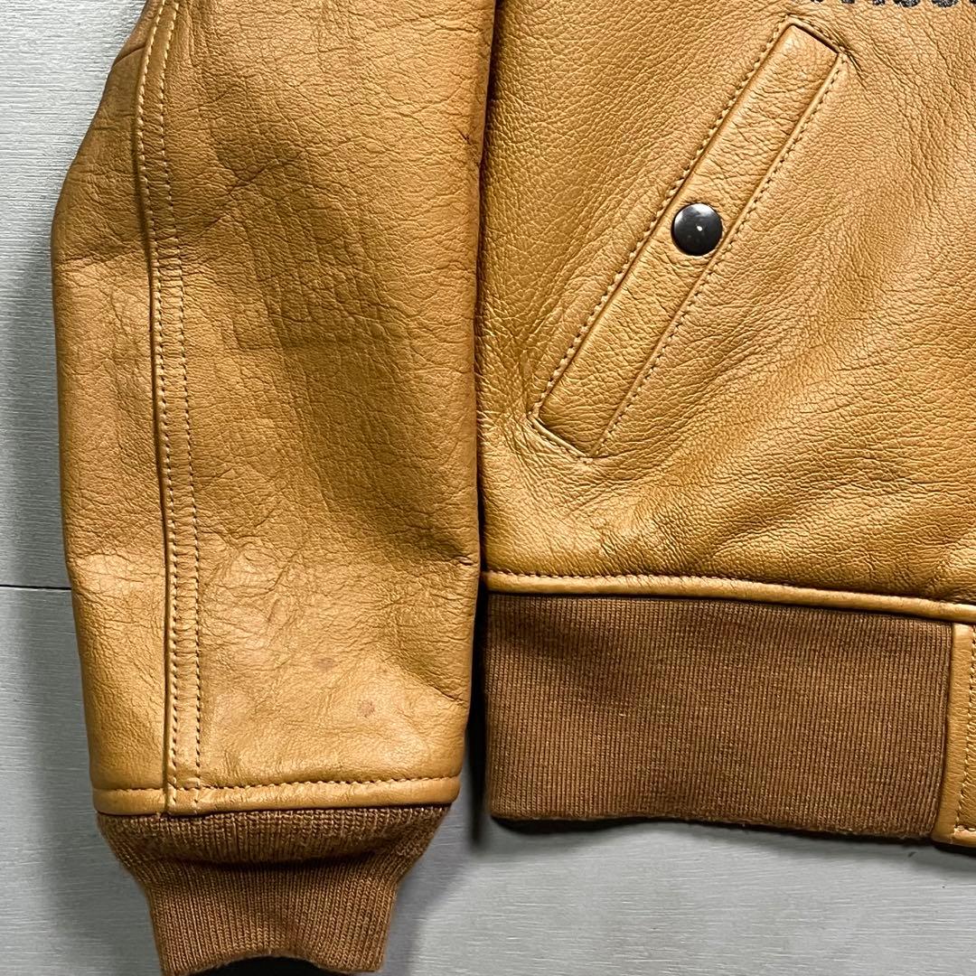 AVIREX レザージャケット　スタジャン　やぎ革　オールレザー　スタッズ　S