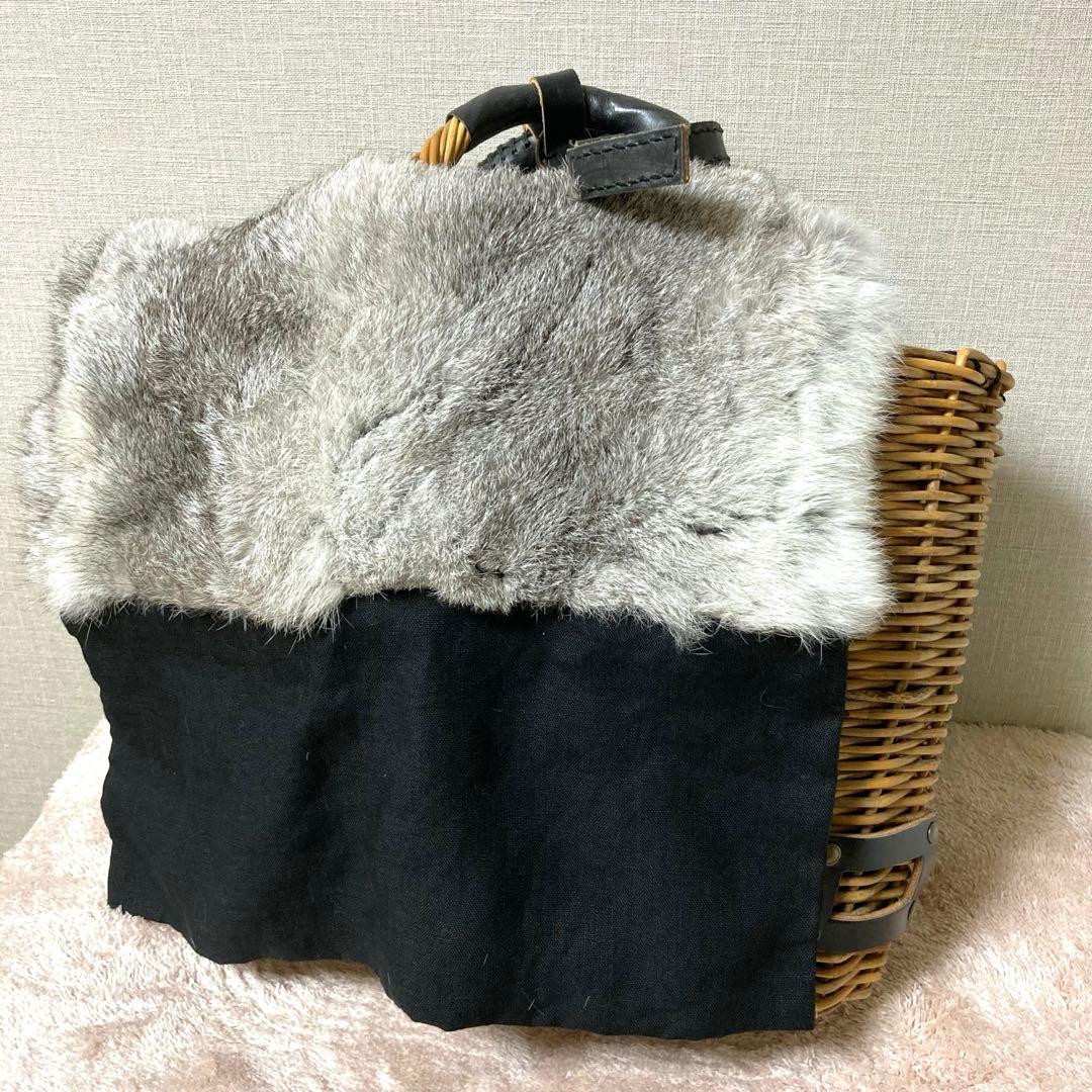 [最終値下げ][極美品] エバゴス かごバッグ　完売品　ラビットファーかぶせ