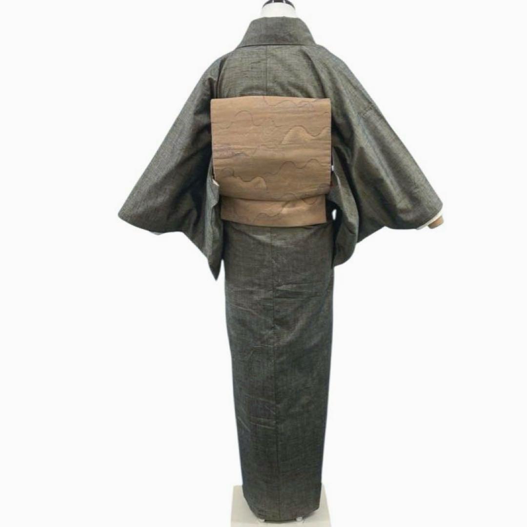 未使用近い　美品　袷　正絹　上質紬　ぜんまい紬　小紋　フルセット　4点