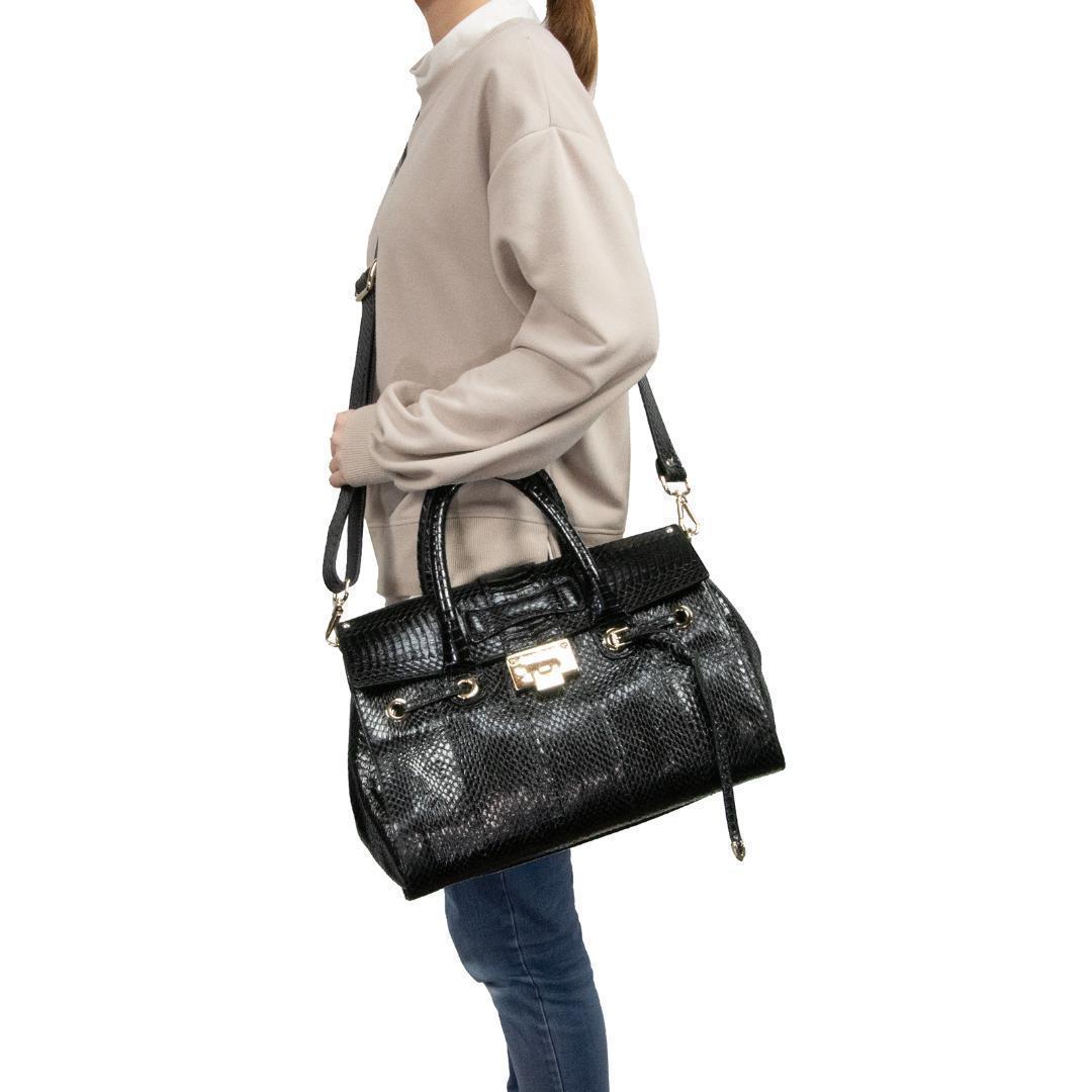 本物 ジミーチュウ 2WAYバッグ レディース パイソン ロザリー 黒 斜め掛け