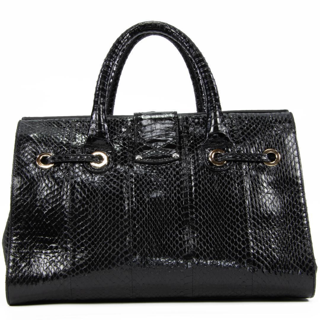 本物 ジミーチュウ 2WAYバッグ レディース パイソン ロザリー 黒 斜め掛け