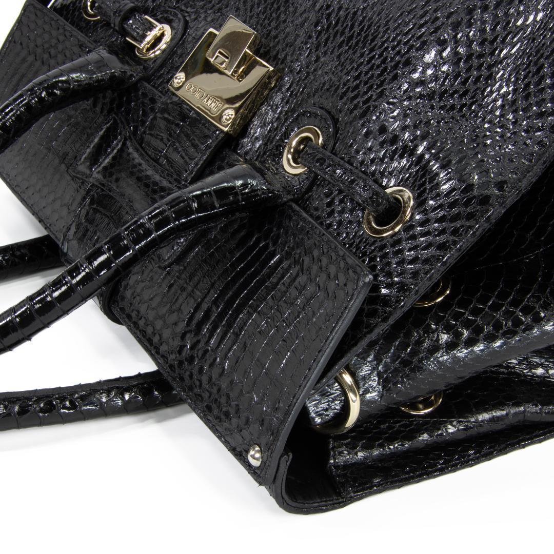 本物 ジミーチュウ 2WAYバッグ レディース パイソン ロザリー 黒 斜め掛け