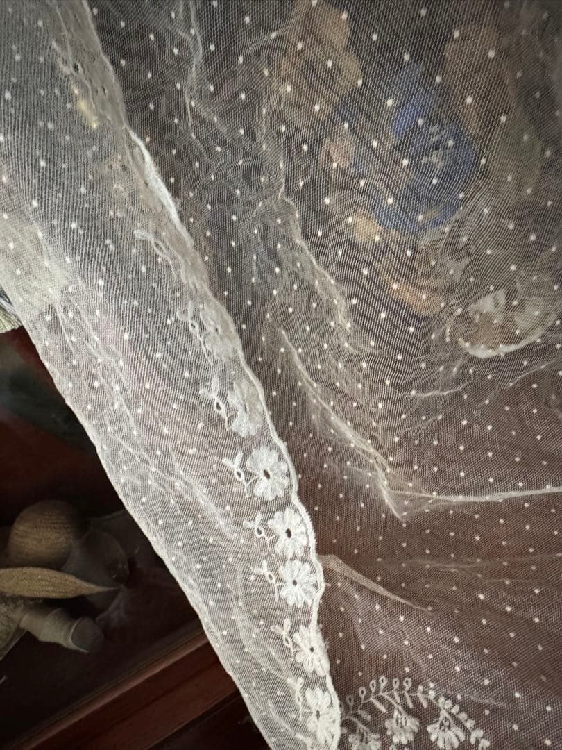 m*︎様 フランスアンティークコットンドット花刺繍レース大きめ