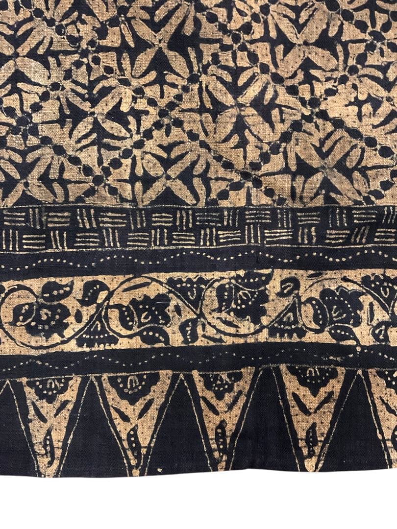 【トゥバン 手紡,手織布,茶綿,藍染バティック】蔵出し特価 022-254B