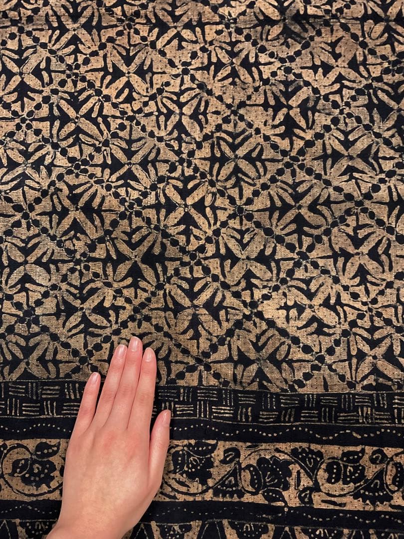 【トゥバン 手紡,手織布,茶綿,藍染バティック】蔵出し特価 022-254B