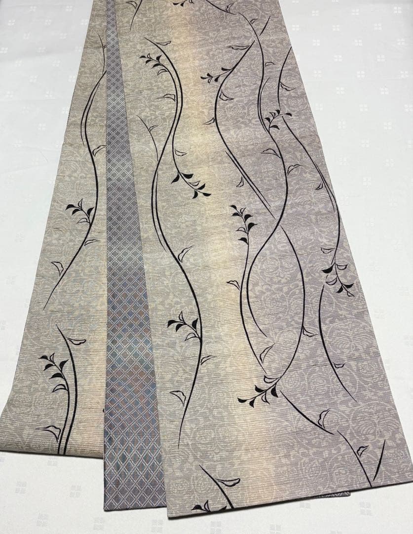 未使用品　和服帯　正絹　手描き.染め　生紬　袋帯(全通) 早い者勝ち