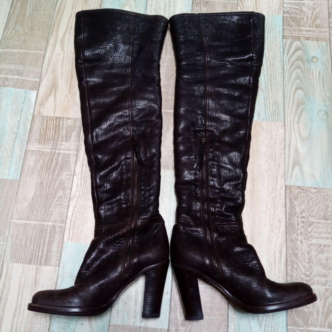 ミュウミュウ　35 1/2　ブーツ　ラムスキン　ムートン　ニーハイ　miumiu