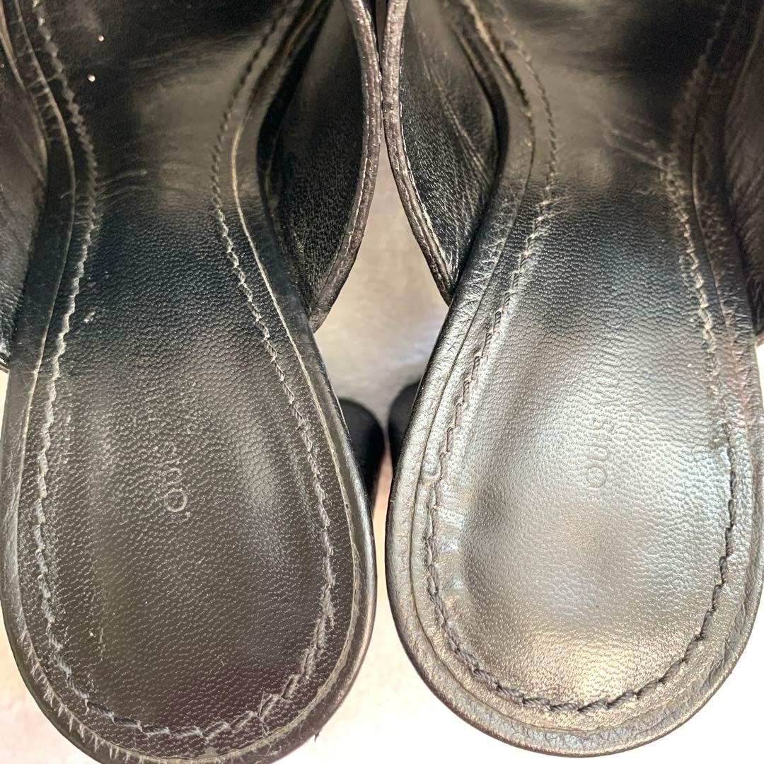 ルイヴィトン　インディアナミュール　サンダル　黒　レザー　変形ヒール　34