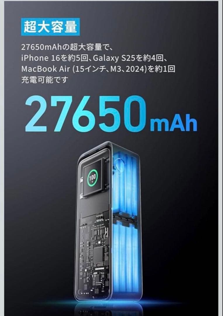 スマホアクセサリー Anker Prime Power Bank 27650mAh 250w
