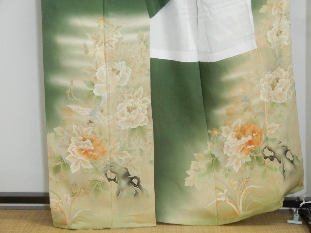 正絹・アンティーク着物・鳥花文様・大正浪漫・現代 縫い直し着物