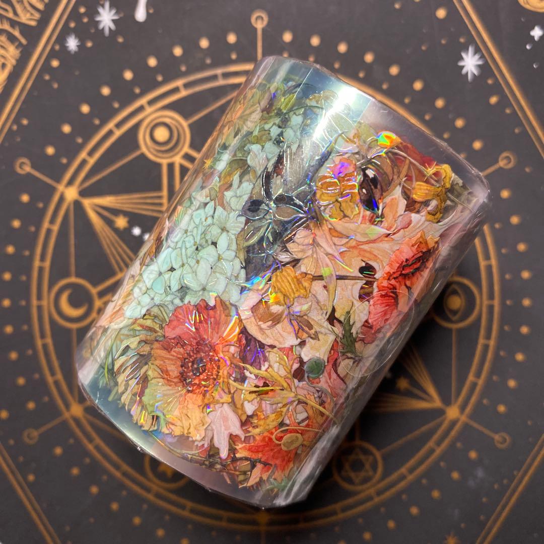 【G1】海外 10m巻　貝殻光マスキングテープ　お花系/動物系/装飾系/背景系