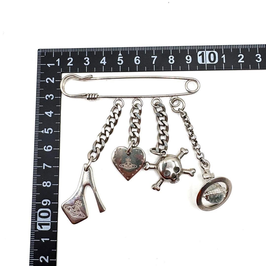 ヴィヴィアン ウエストウッド シルバーブローチ 安全ピン オーブ スカル ハート
