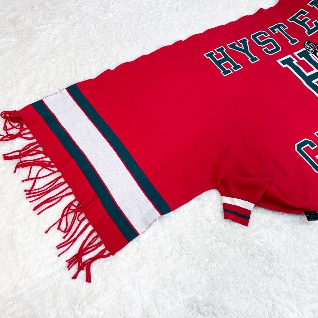 極美品 ヒステリックグラマー カレッジロゴ ショールカーディガン ニット レッド