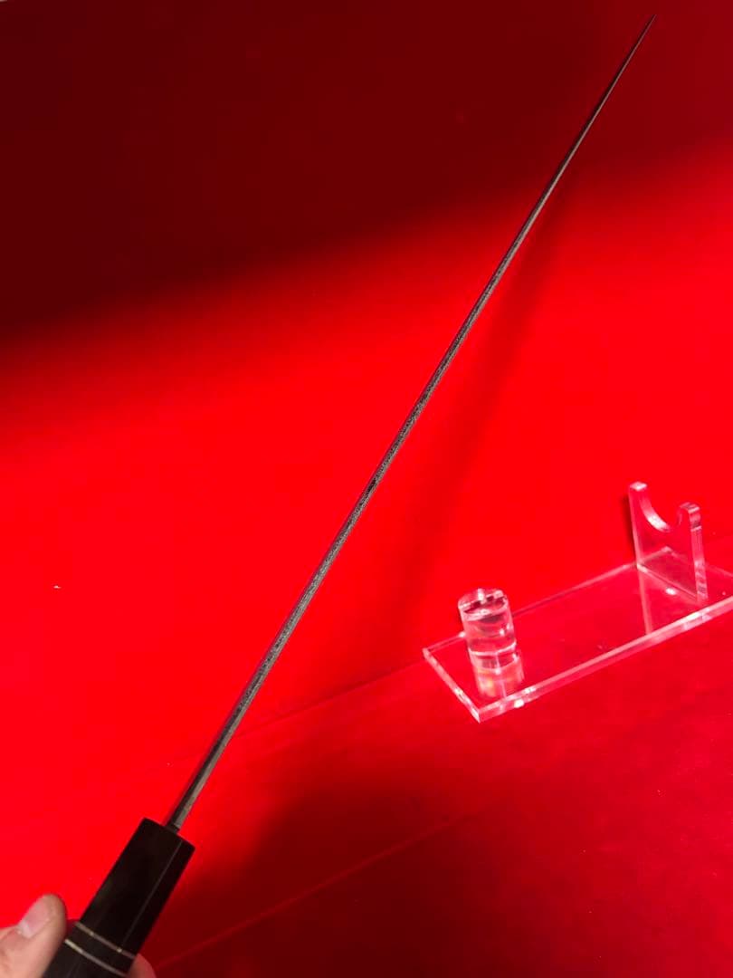 01565 包丁　マグロ包丁　先丸型　両刃　玉鋼　鬼反り　未使用品