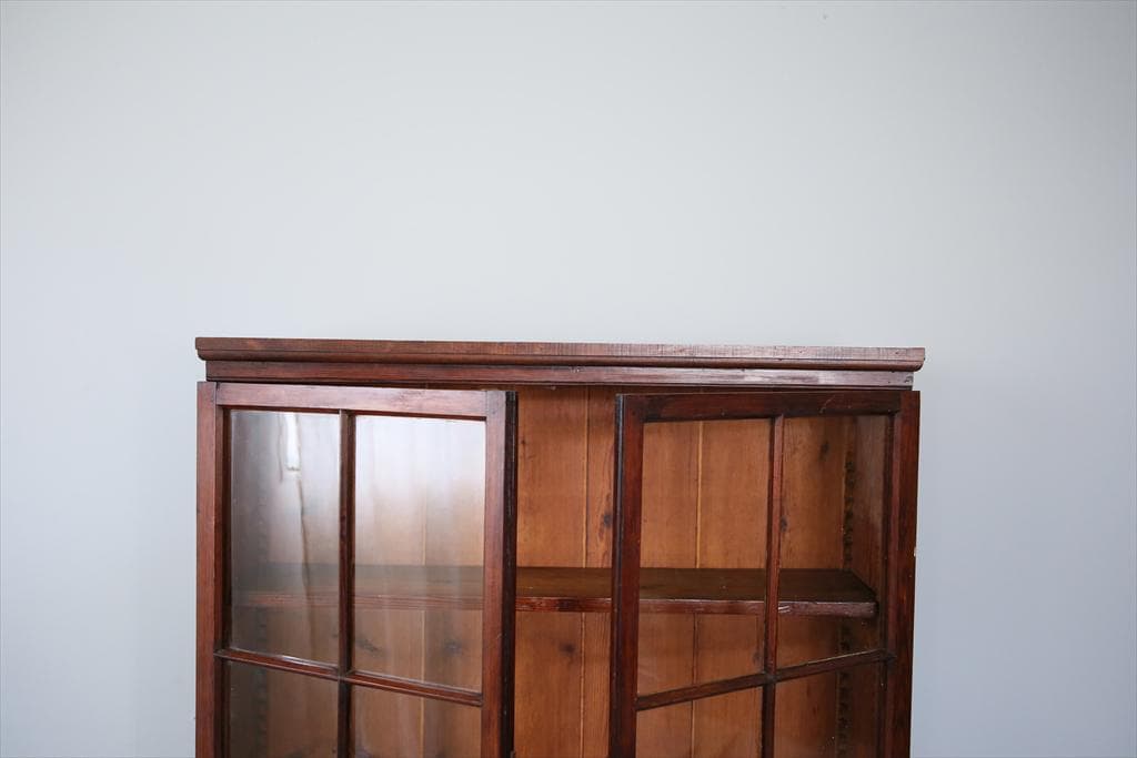 英国アンティーク木製ブックケースキャビネット/本棚/食器棚/飾り棚(92-206