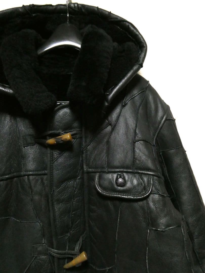 ヴィンテージ！超絶人気カラーブラック！ツギハギ！リアルムートンダッフルパーカー