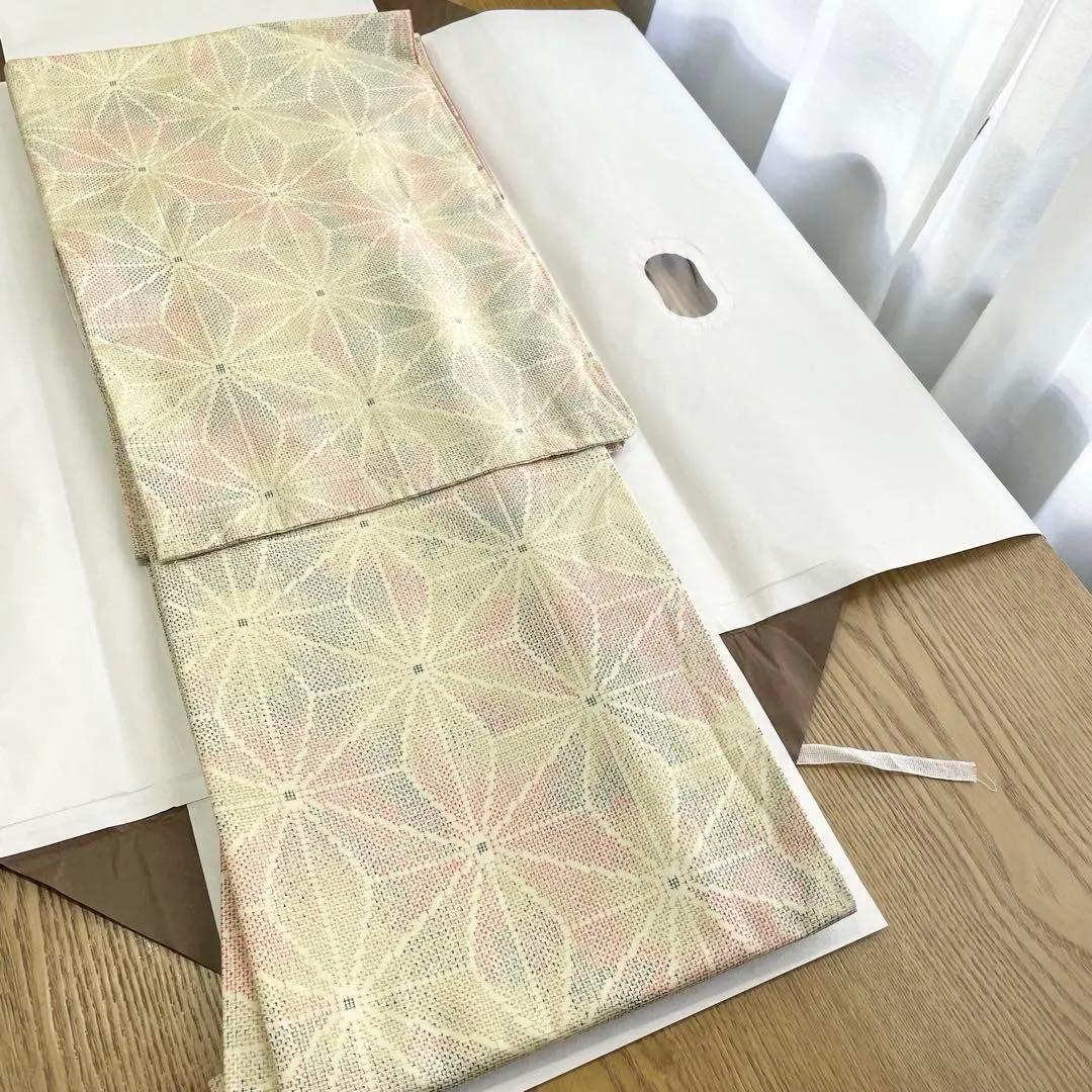 未使用　大島紬　袷仕立て　パステルカラー　名古屋帯（長尺）付き