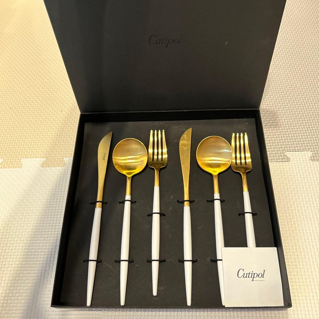 値下げ⭐︎Cutipol ホワイトxゴールド　ディナーペアセット6点セット