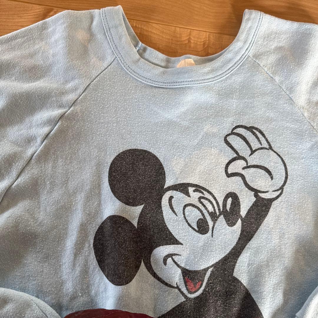 ミッキーマウス プリント トレーナー　ヴィンテージ　染み込みプリント