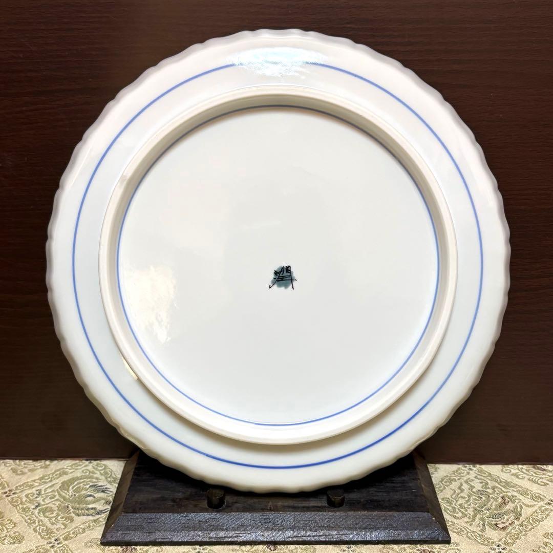 未使用保管品✨九谷焼 泰山窯 4代目 武腰潤 薔薇 色絵 8号皿✨飾皿 大皿 皿