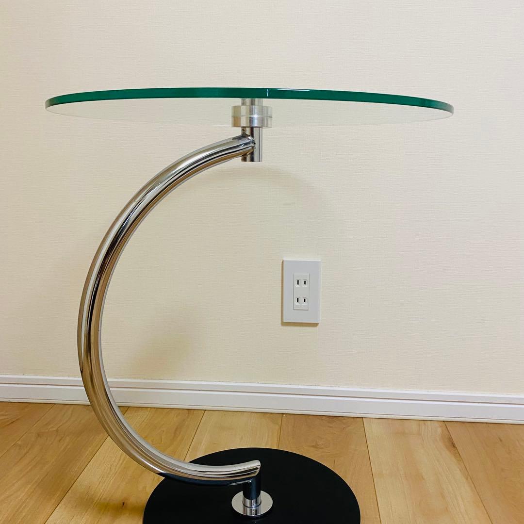 【美品】　クリア　ガラス天板　モダン　スタイリッシュ　サイドテーブル　あずま工芸