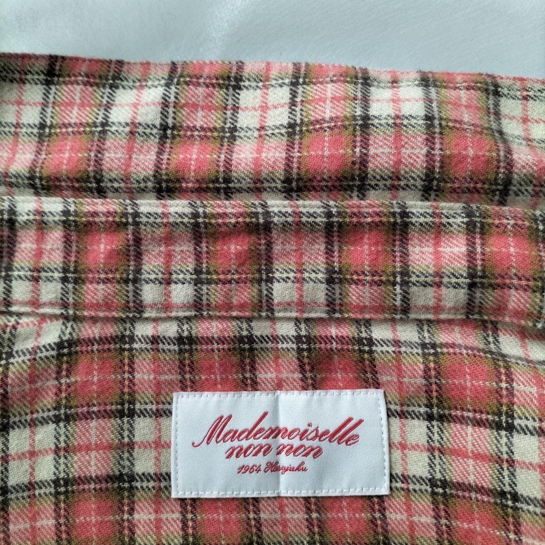 マドモアゼルノンノン ネルシャツ ピンク系チェック新品未使用タグ付き