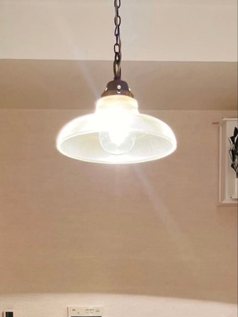 ヴィンテージクリアガラス ペンダントライト リブデザイン