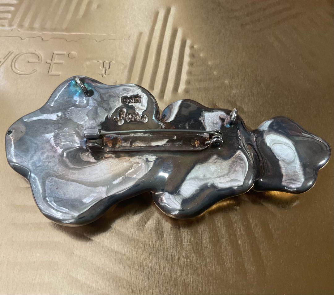 【イスラエルで購入】アンティークシルバーブローチ　925刻印　超大きめ　大ぶり