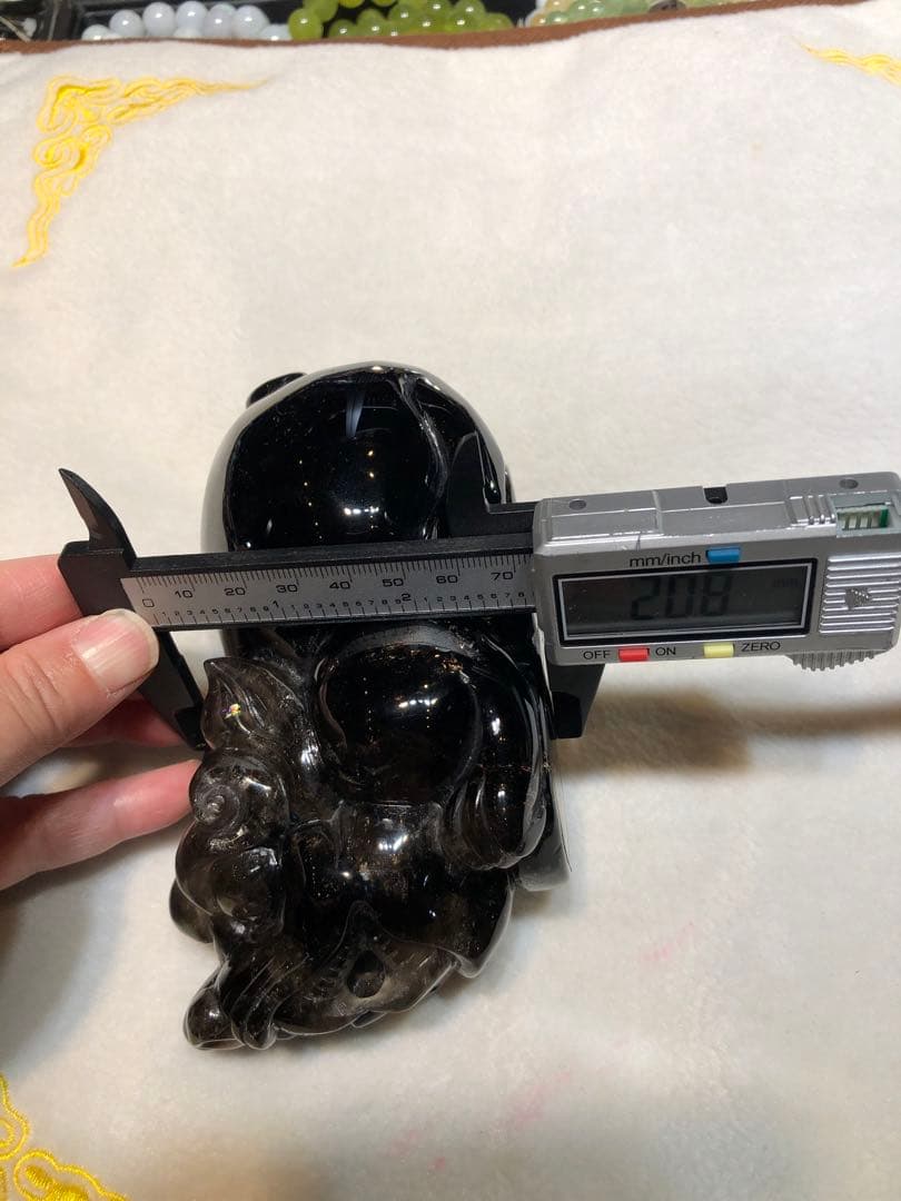 高品質　チベット産　モリオン貔貅　手彫り　置き物　天然石　パワーストーン　風水