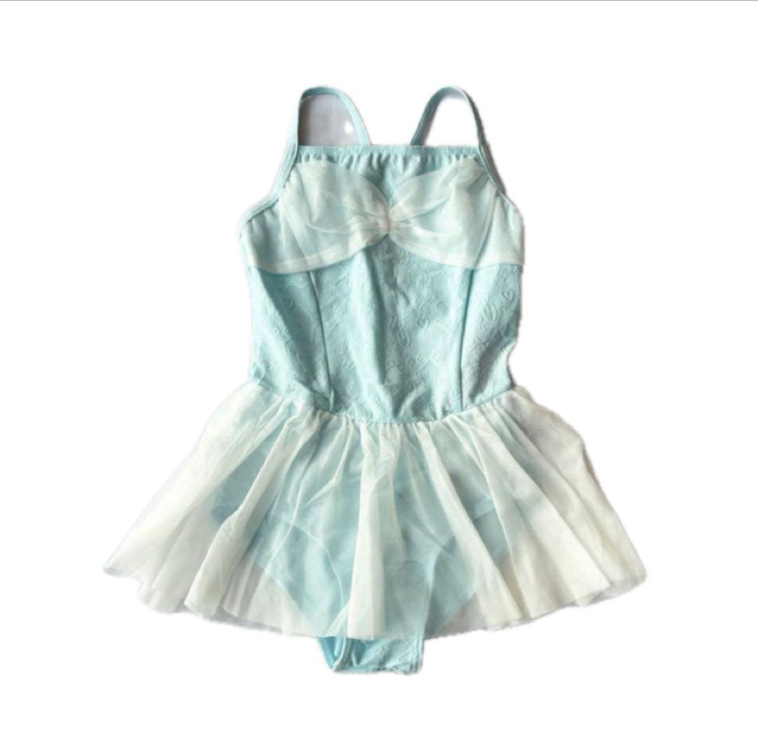 新品Chacott★ドレスの様なチュチュ付きレオタード 水色110K