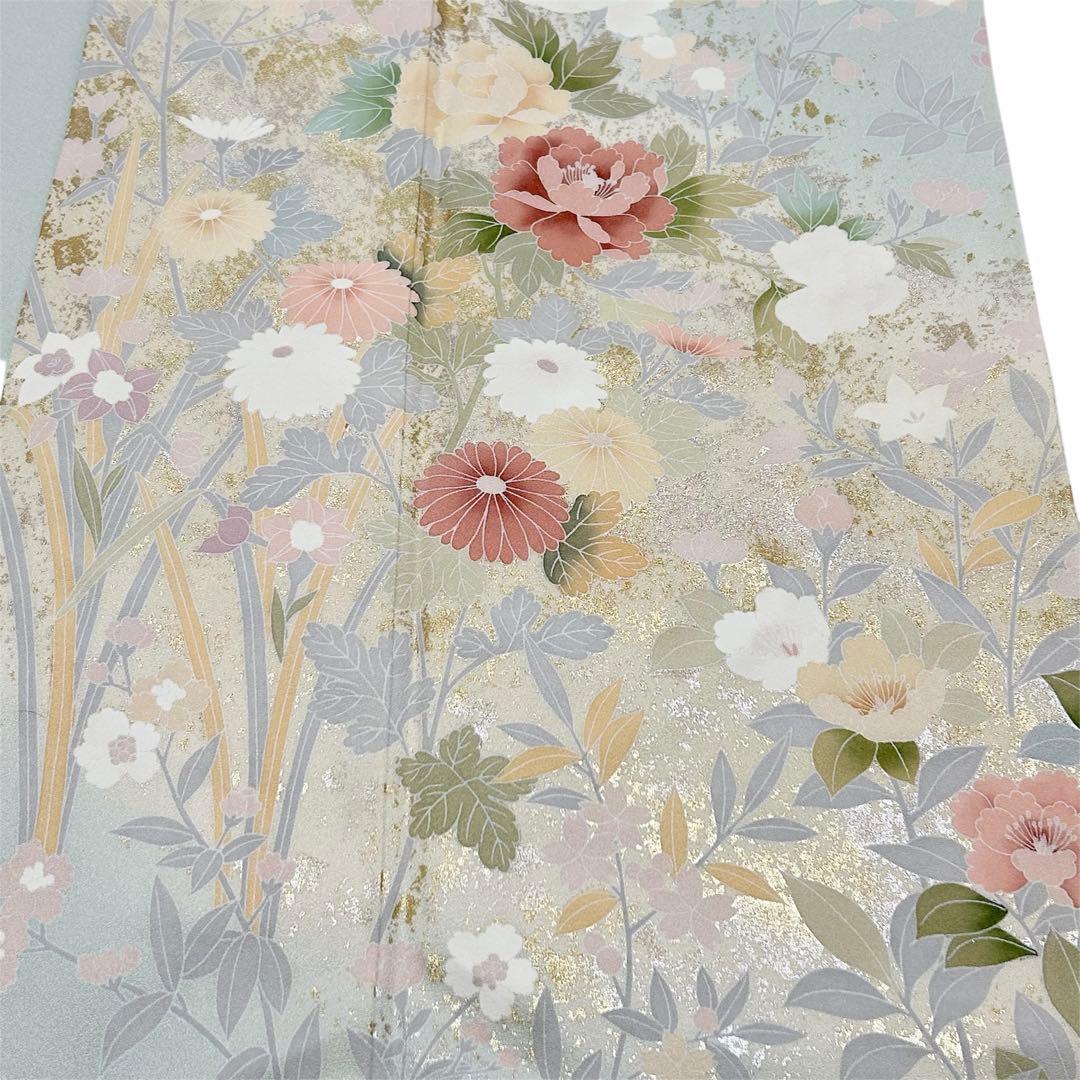 【極美品❤️】訪問着 正絹 四季草花文様 金彩 上品 卒業式 入学式 結婚式