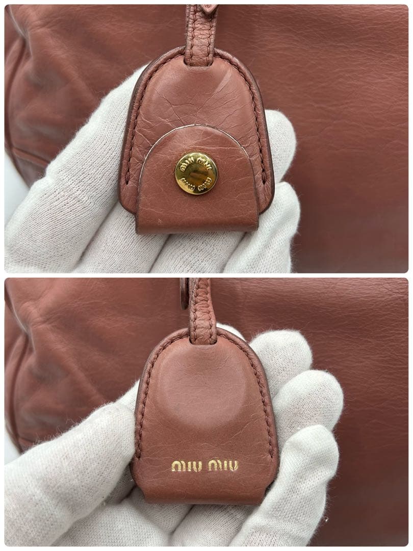 名作 MIU MIU 2way ショルダーバッグ レザー ピンク ゴールド金具