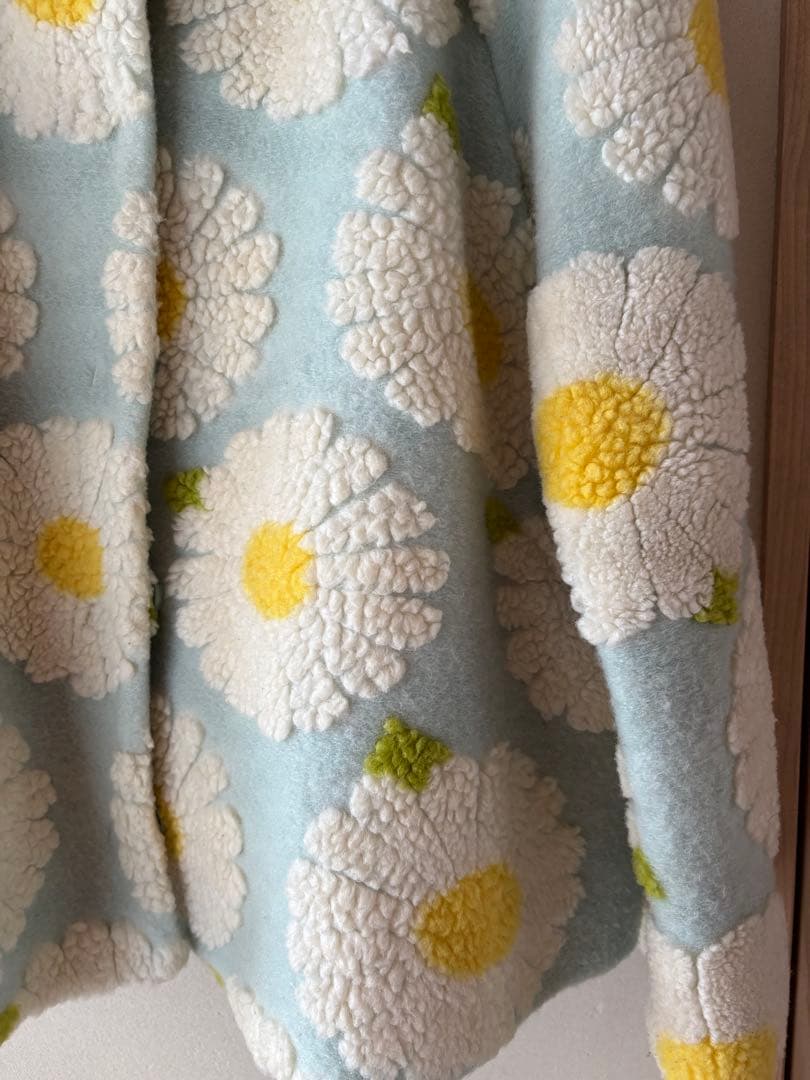 フランシュリッペfl5 美品　花柄ボアコート ファー襟付き