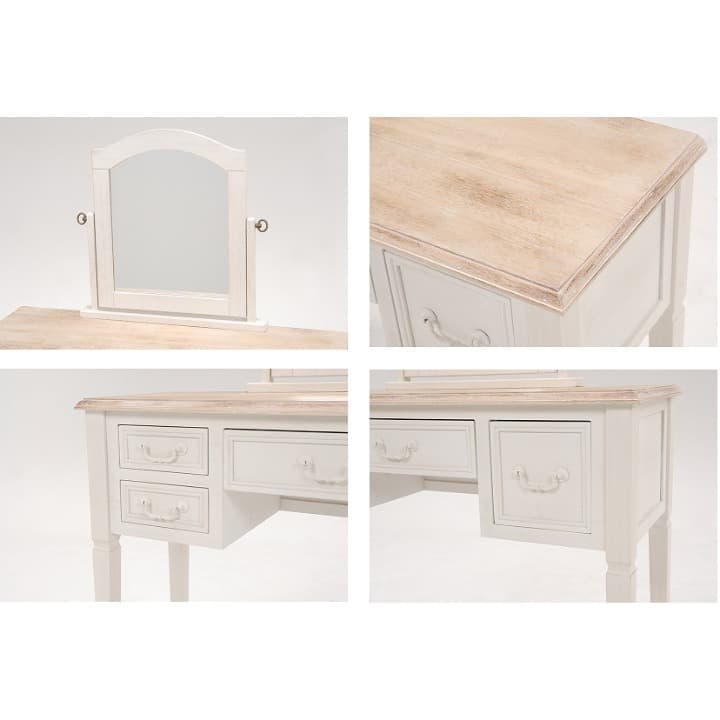 シャビーシック　ドレッサー＋スツールセット　ホワイト