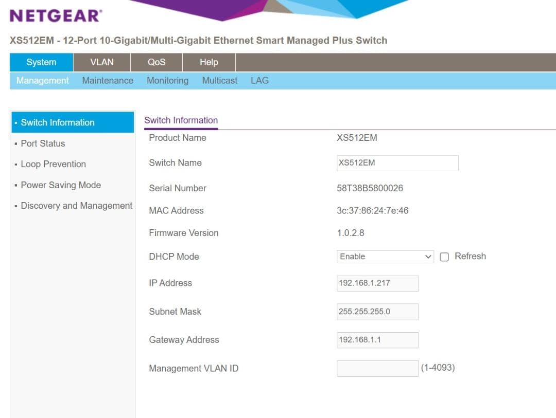 USED NETGEAR XS512EM 12ポートスイッチ 10G