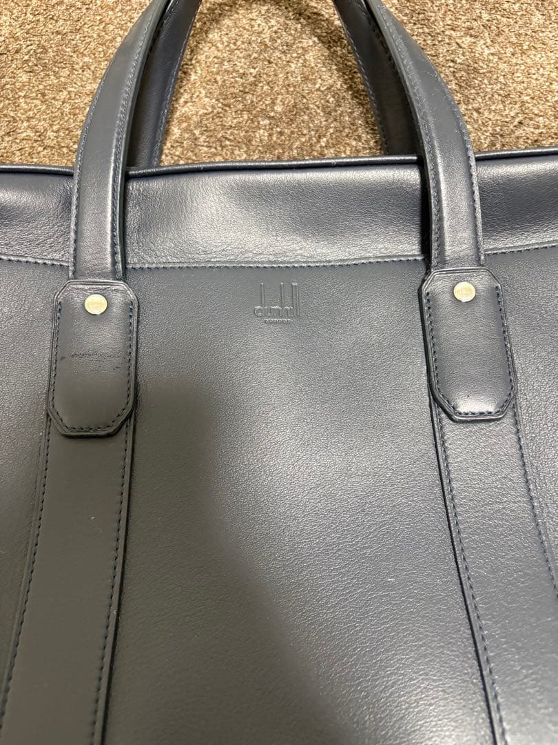dunhill ネイビー レザー ビジネスバッグ