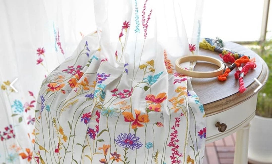 花柄刺繍 オーダーレースカーテン スミノエ