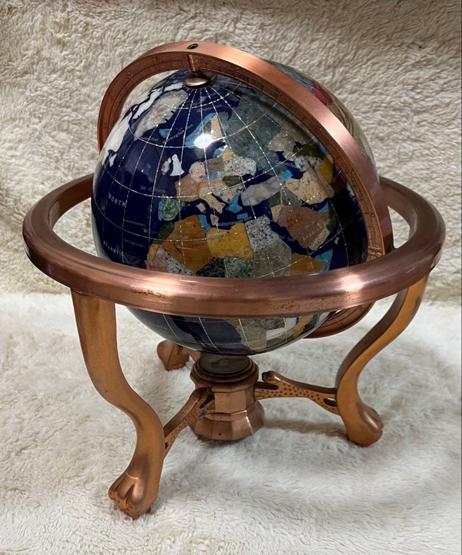 天然石アンティーク地球儀　パワーストーン　アンティーク雑貨