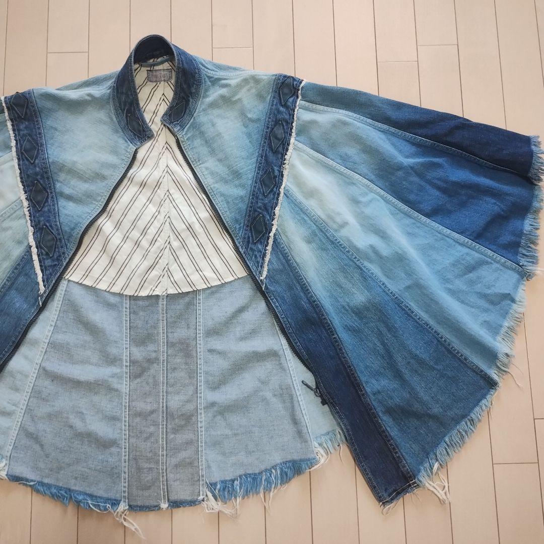 最終値下！BLUEBLUEブルーブルー藍染グラデーションデニムポンチョ馬聖林公司