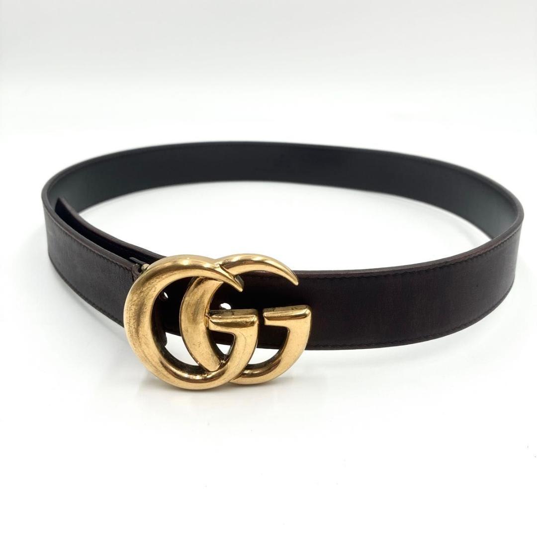 美品 GUCCI ベルト バックル GG マーモント ゴールド 革 ユニセックス