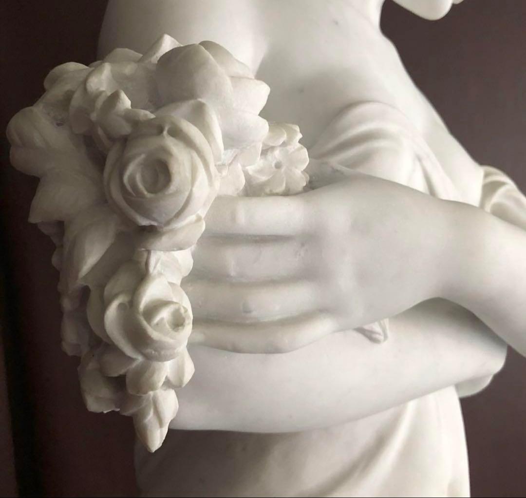 C様へ感謝お嫁入り‼️イタリア現代作家大理石一刀彫り「ヴィーナス　女神像」台座付