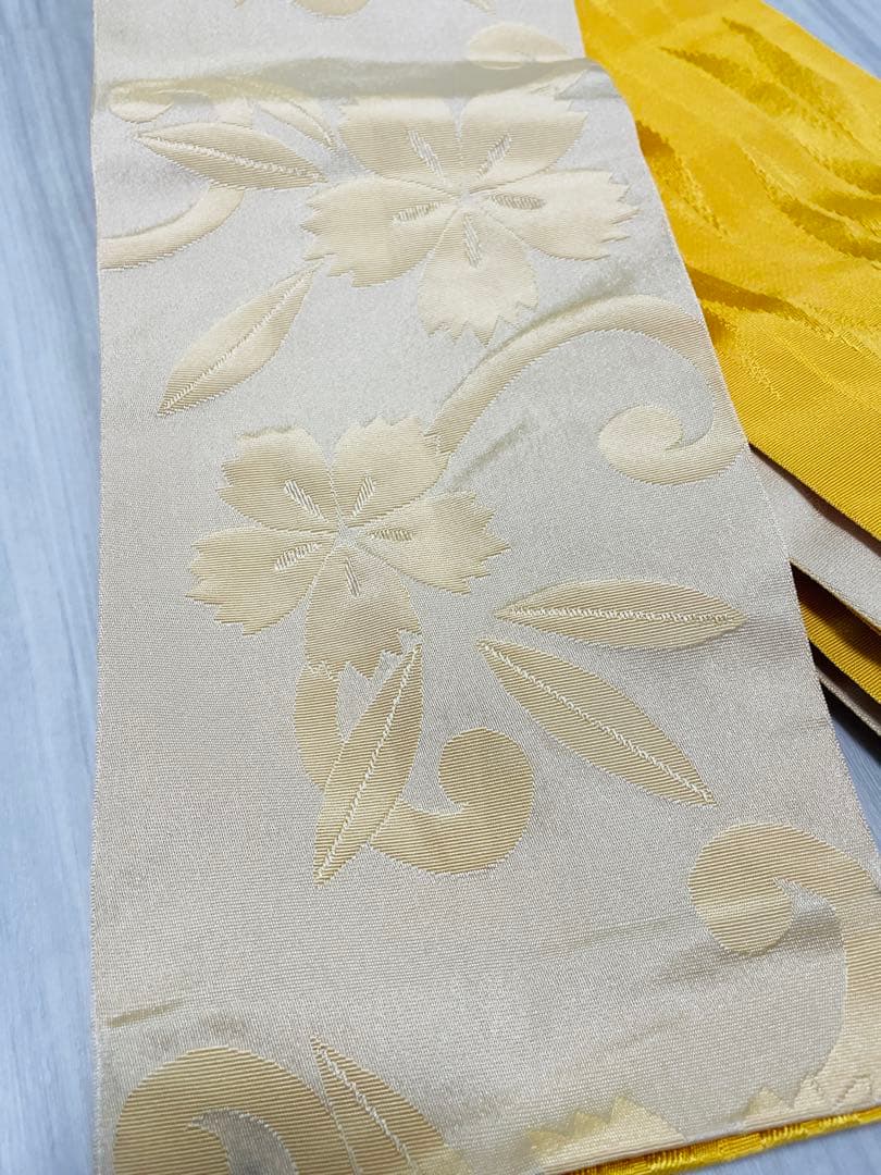 レディース浴衣　夢工房 II 浴衣・帯セット　黄色　花　濃紺　ネイビー　黄色