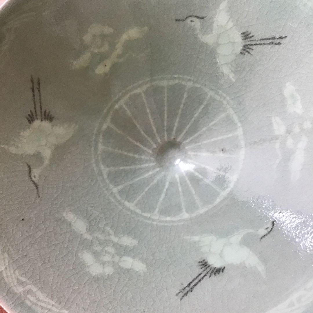 茶道具 茶碗 今渡 雲鶴青磁茶碗 伴松ト号 韓国人間国宝 申相浩 N268ＳＨ