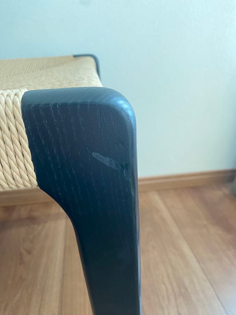 【訳あり品】ダイニングチェア　ペーパーコード　　食卓椅子　ブラック