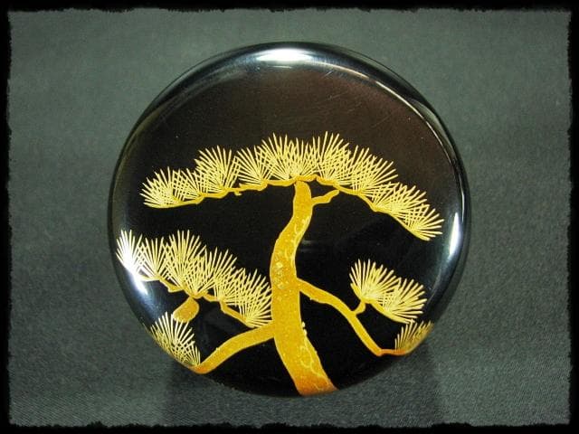 伊川 敬三 老松 金蒔絵 輪島塗 蒔絵師 棗 茶道具 四方桟箱 f177