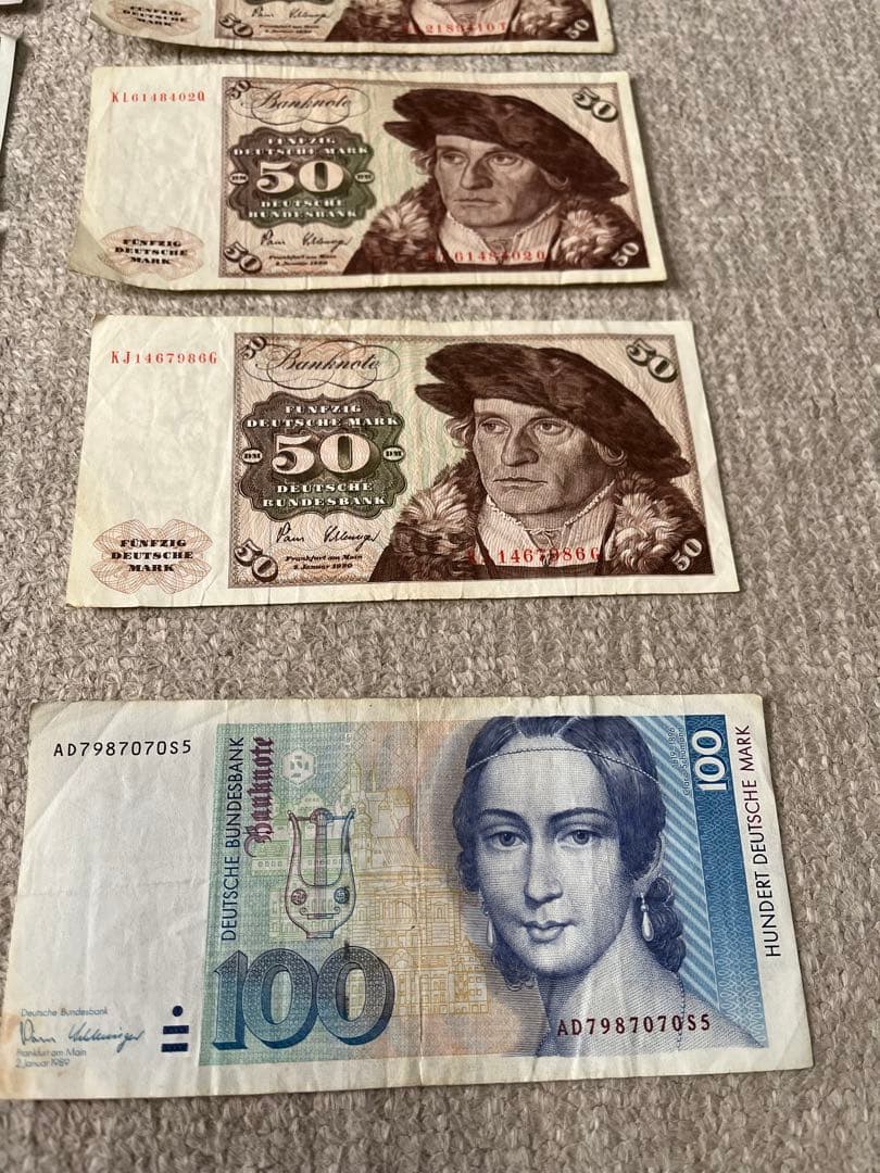 ドイツ旧紙幣セット 10, 20, 50, 100 計360マルク 追加１枚