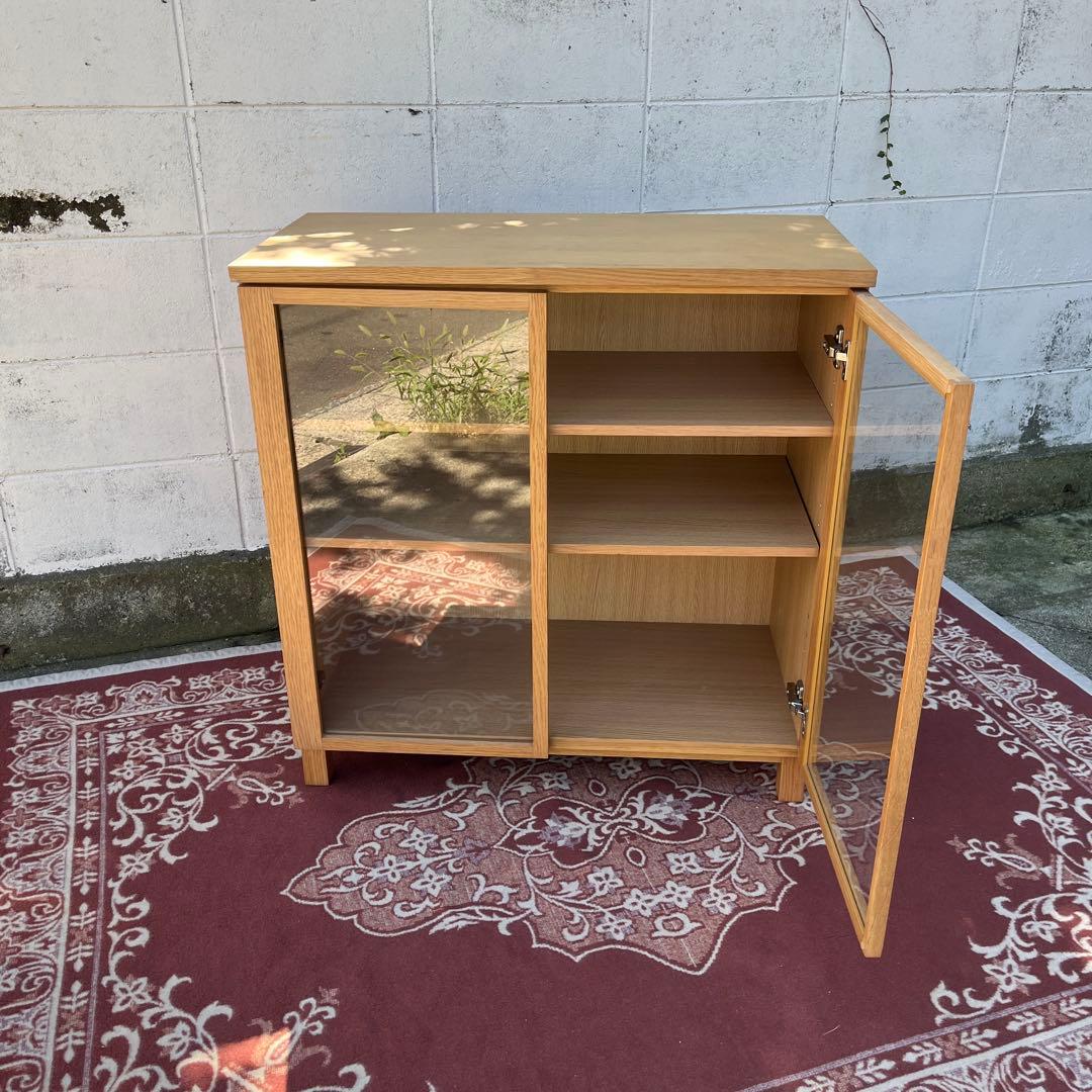 送料無料◾️MUJI 無印良品 木製キャビネット ガラス扉 オーク材突板